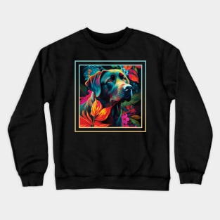 Snacky Labrador Retriever Floral Tropical Digital Oil Painting Portrait Crewneck Sweatshirt